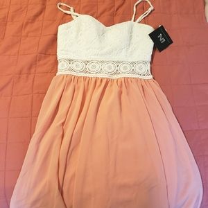 New dress, crochet top coral bottom